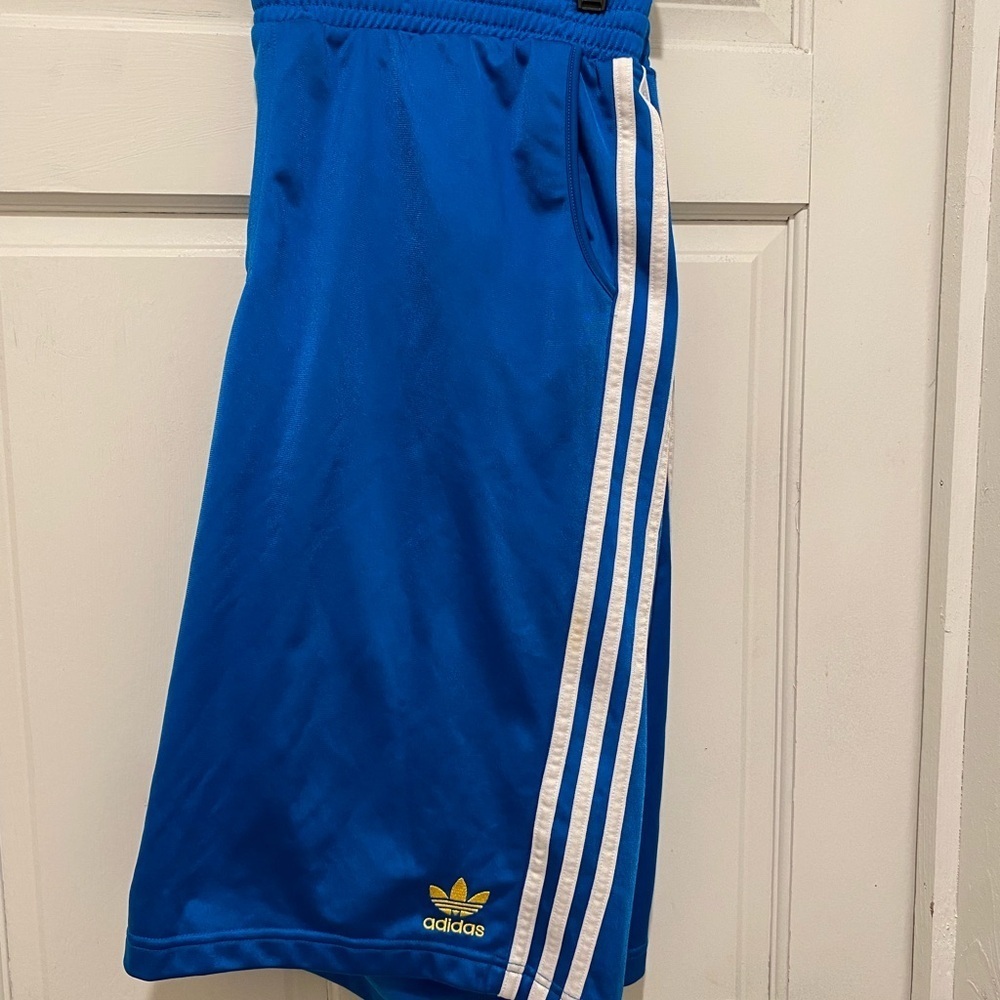 Adidas Royal Blue Shorts with White Stripes
